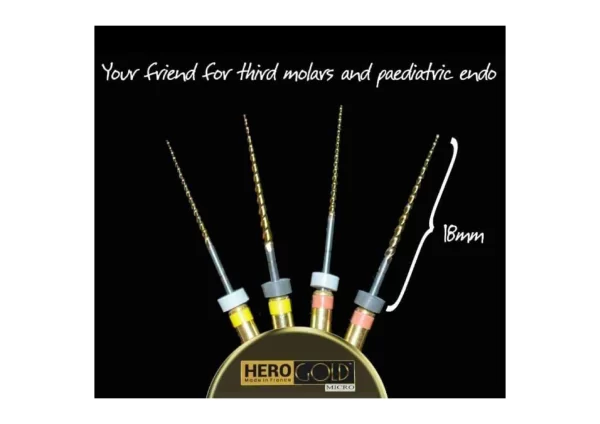 Micro Mega Hero Gold Rotary Files , pack of 6 file (Made in france)